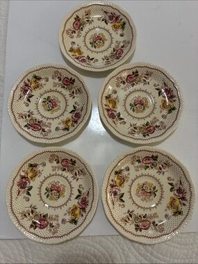 Vintage English Ridgway Lynton Porcelain Trinket Dish/Saucer Antique Floral Dish